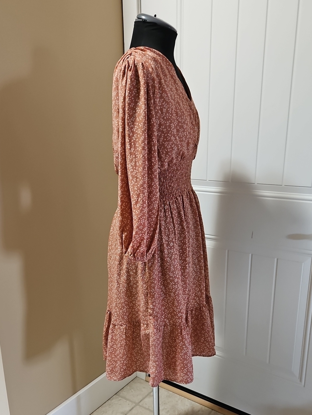 Miley+Molly Smocked Ruffled Hem Boho Chic Cottagecore Dress S - Picture 3 of 15